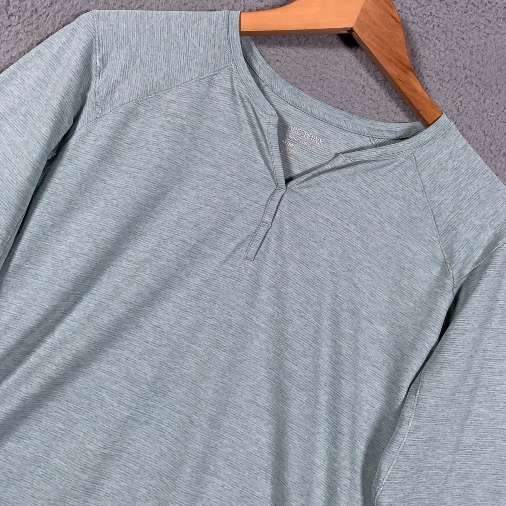 Arc'teryx Kadem Henley Shirt Womens Medium Blue/Green Long Sleeve Hiking Outdoor
